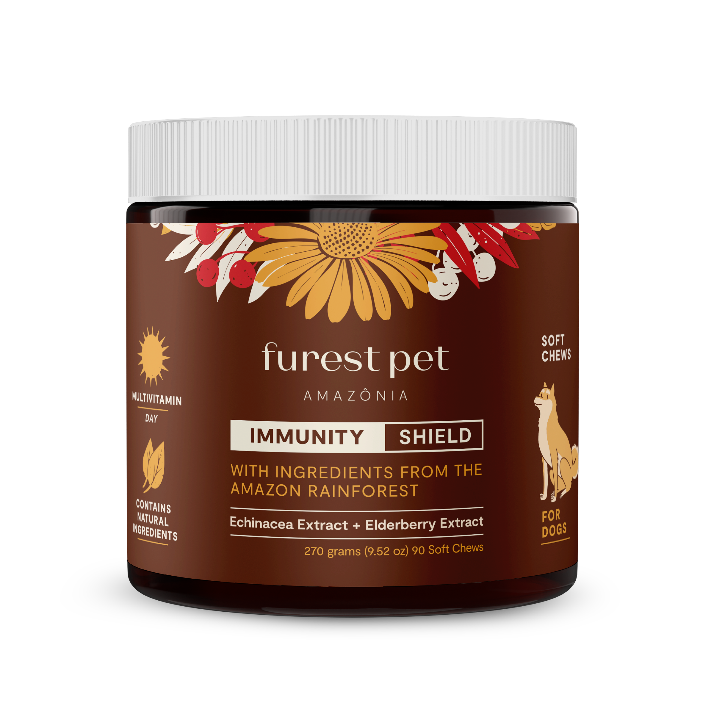 Furest Pet - Dog Allergy Relief & Immune Support - with Probiotic, Beta Glucan, Vitamin C, Zinc, Ginger, Elderberry, Curcumin, Colostrum & Astragalus - Bacon - 90 Count