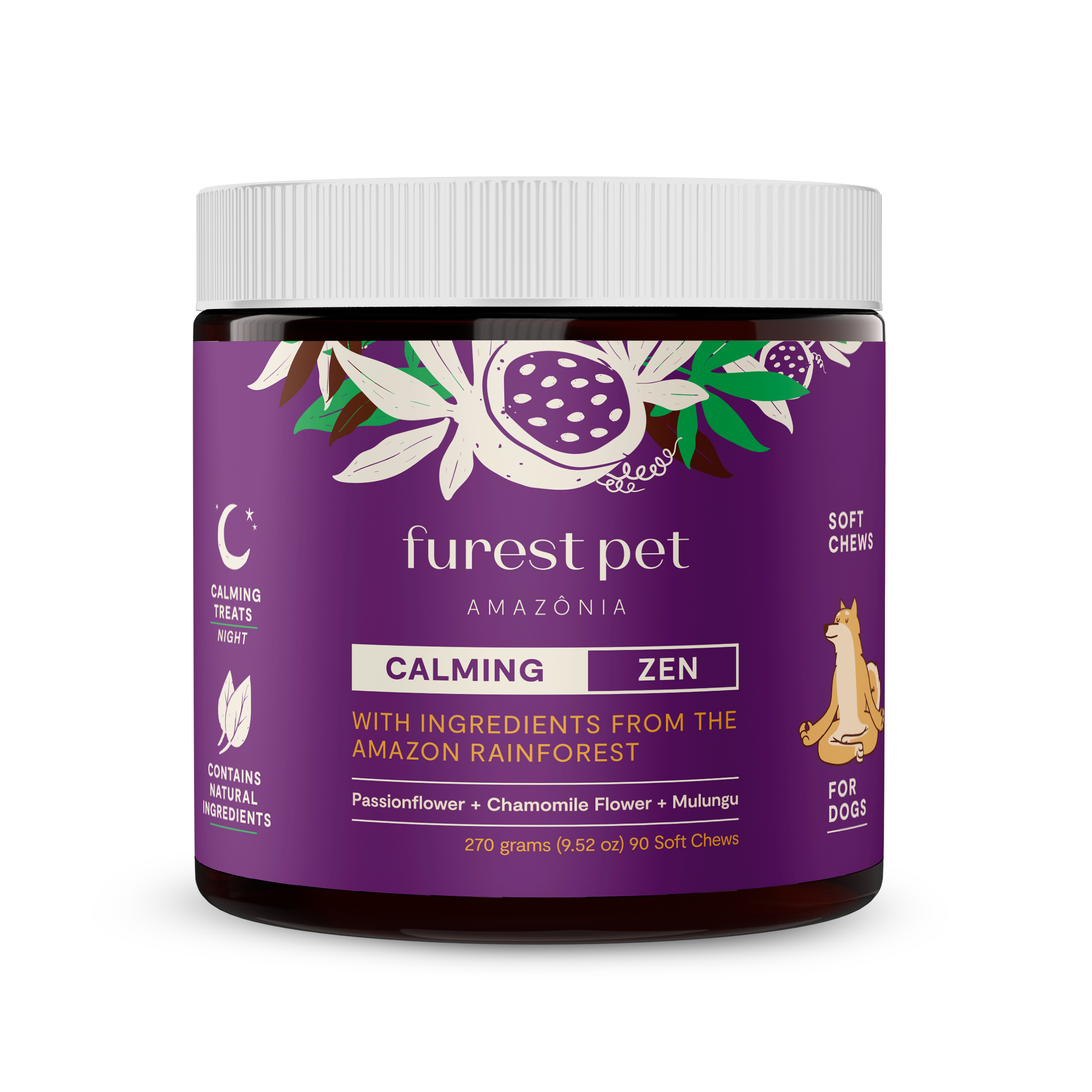 Furest pet - Calming Chews for Dogs - Anxiety & Stress Relief Supplement - Melatonin, L-Theanine, Valerian Root, Chamomile, Tryptophan, Passionflower & Mulungu - Bacon - 90 Count